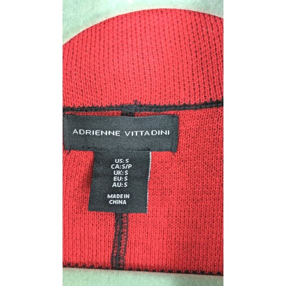 Adrienne Vittadini red black checkered buffalo plaid zipper cardigan sweater - Picture 5 of 6